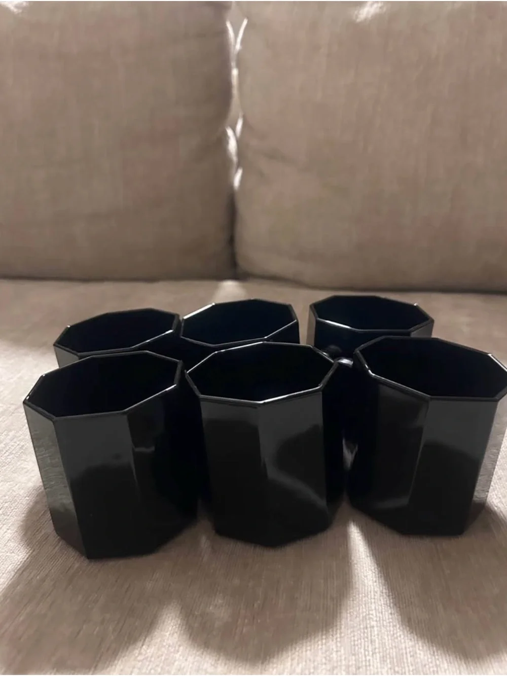 Black hexagonal Ceramic Mug - Set of 6